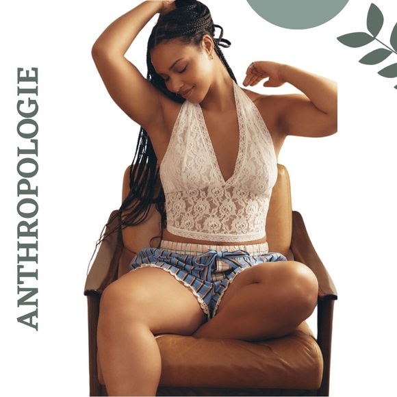 Anthropologie Lace Longline Halter Bra | Crop Top | Romantic Boho Style  Size 1X - Picture 1 of 5